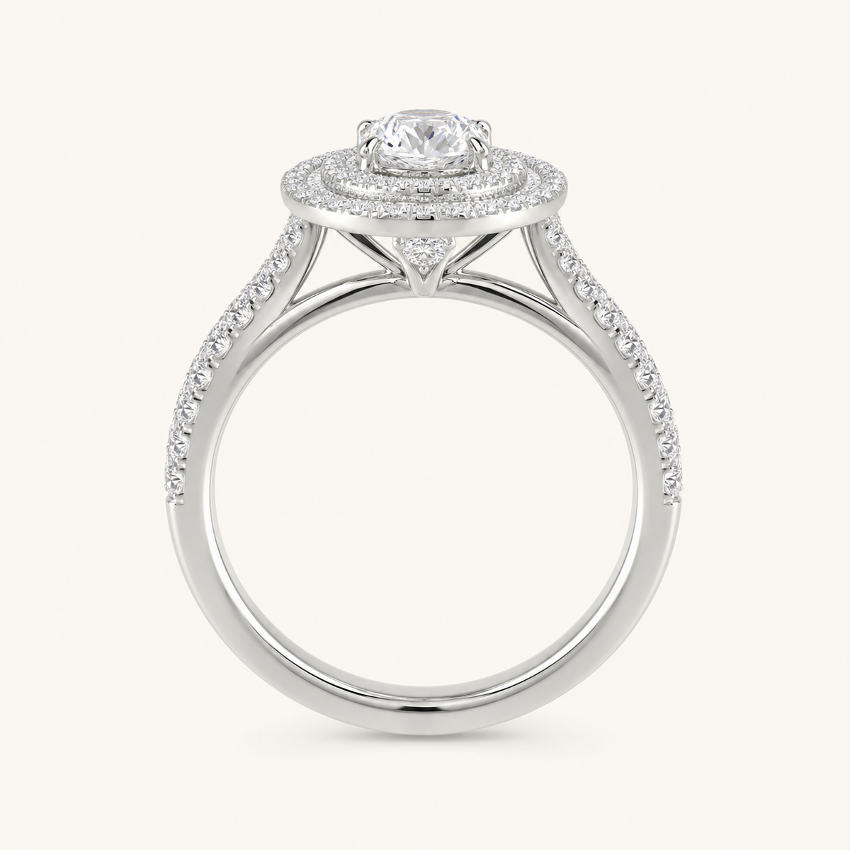 1.25CT Oval Cut Lab Grown Diamond Double Halo Ring