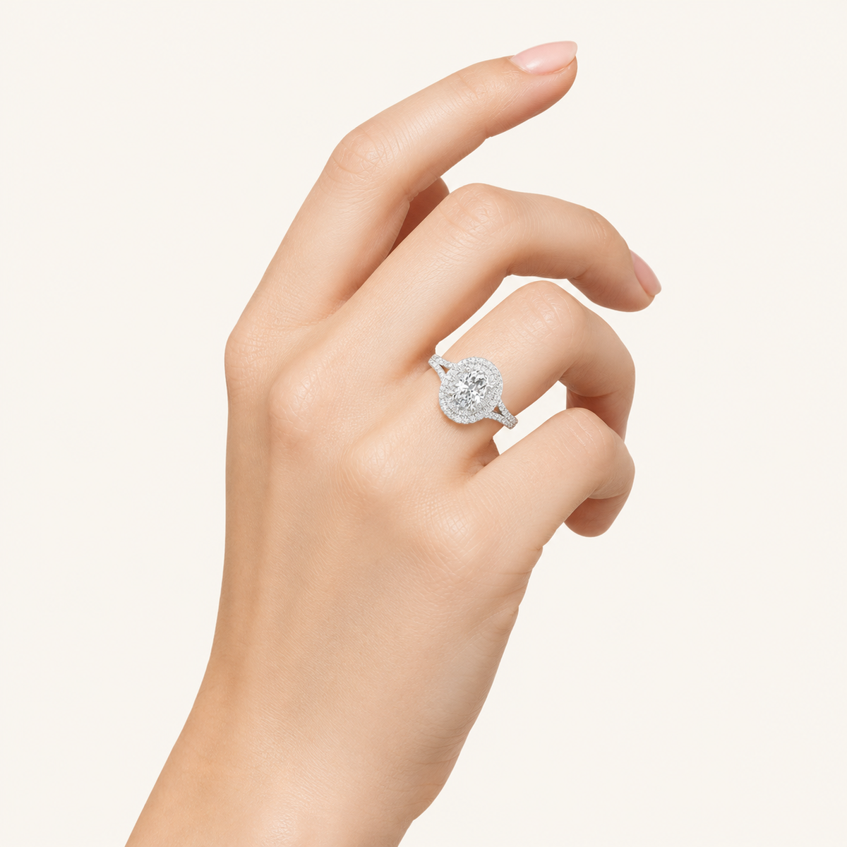 1.25CT Oval Cut Lab Grown Diamond Double Halo Ring