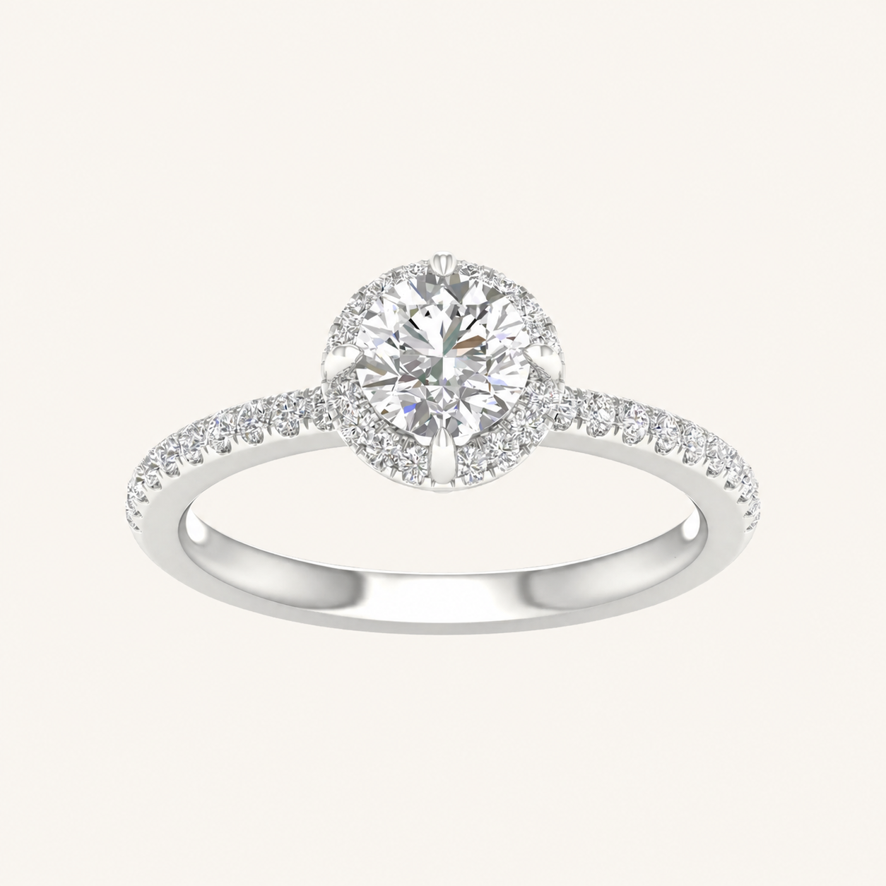 1.25CT Round Cut Lab Grown Diamond Halo Ring
