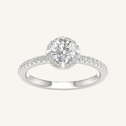 1.25CT Round Cut Lab Grown Diamond Halo Ring