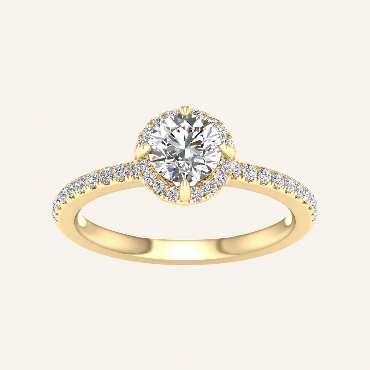 1.25CT Round Cut Lab Grown Diamond Halo Ring