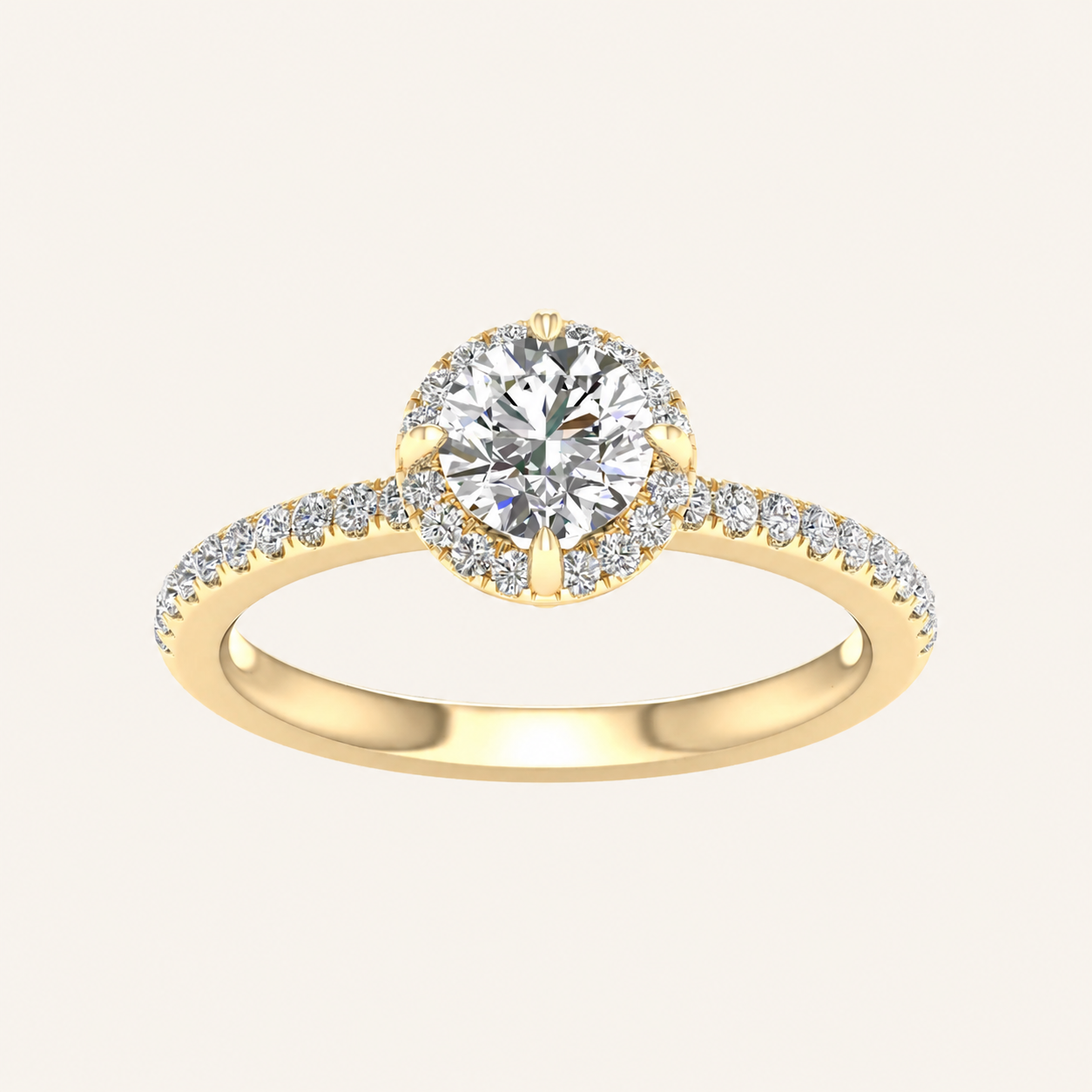 1.25CT Round Cut Lab Grown Diamond Halo Ring