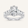 4.06CT Oval Cut Certified Lab Grown Diamond Engagement Cluster Ring