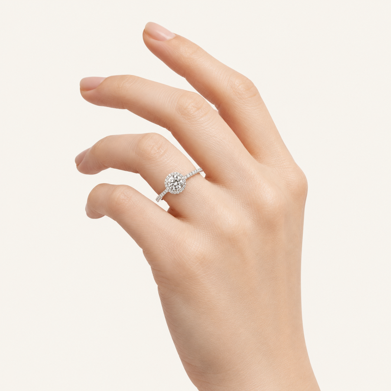1.25CT Round Cut Lab Grown Diamond Halo Ring