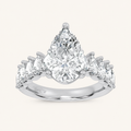 4.20CT Pear Cut Certified Lab Grown Diamond Engagement Cluster Ring