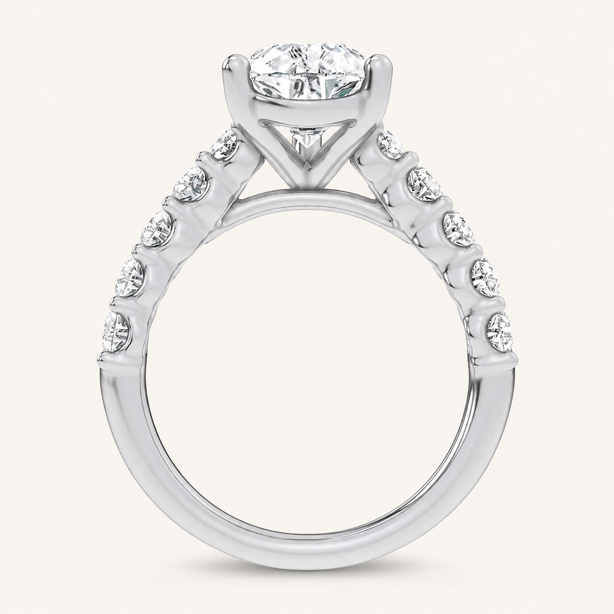 4.20CT Pear Cut Certified Lab Grown Diamond Engagement Cluster Ring