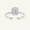 1.25CT Emerald Cut Lab Grown Diamond Halo Ring