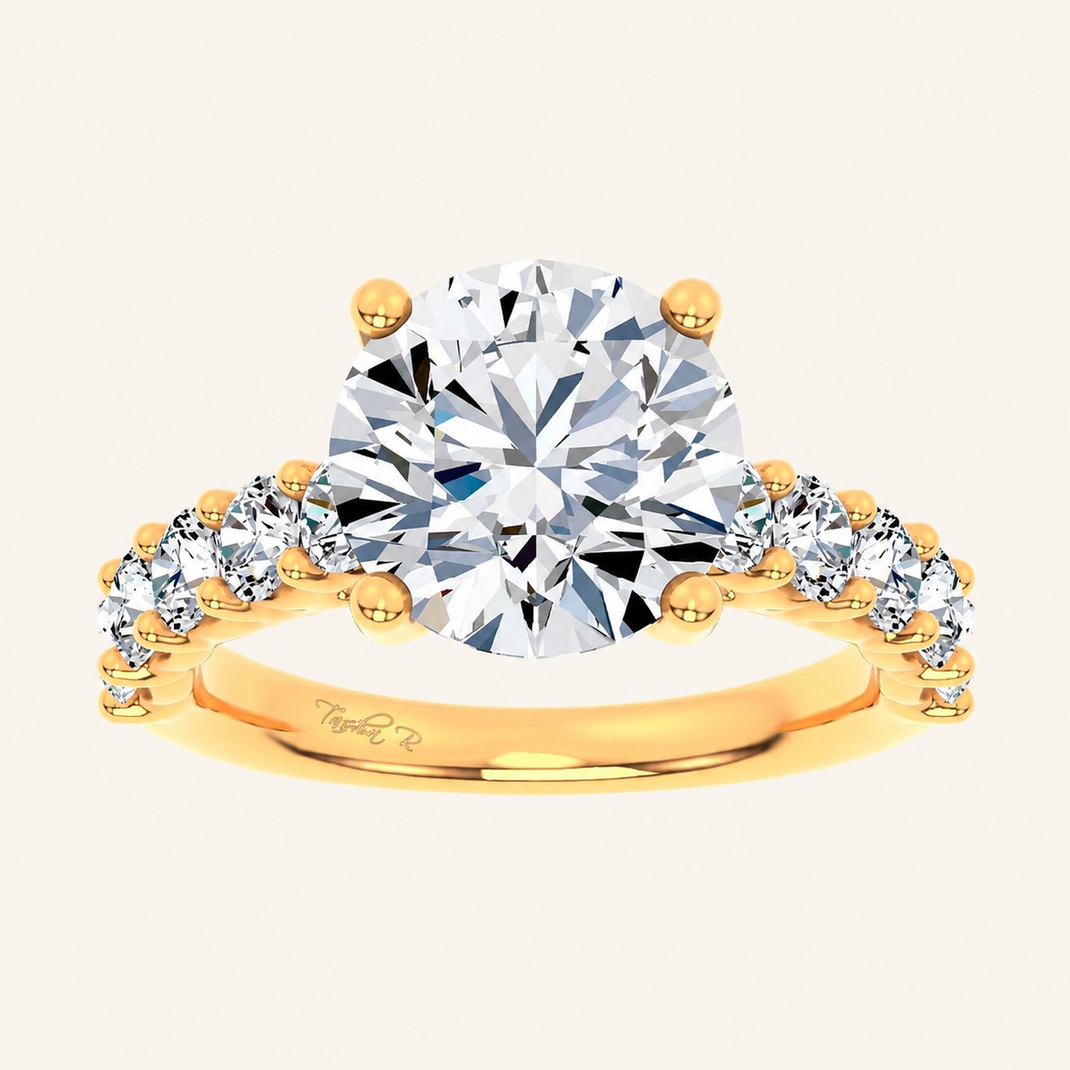4.20CT Round Cut Certified Lab Grown Diamond Solitaire Engagement Ring