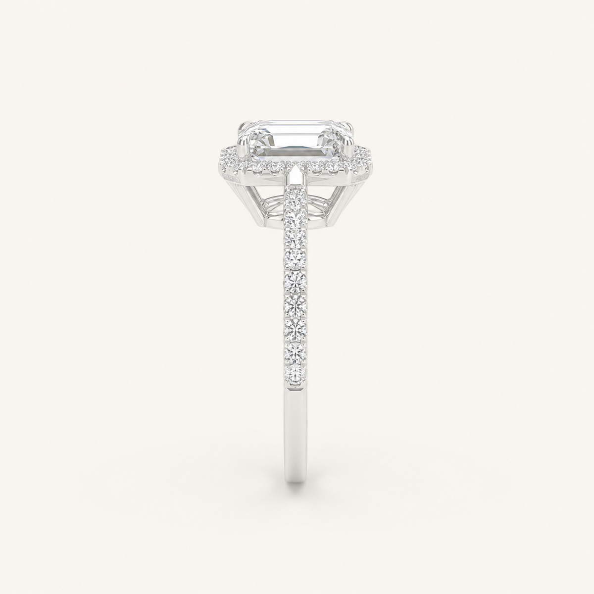 1.25CT Emerald Cut Lab Grown Diamond Halo Ring