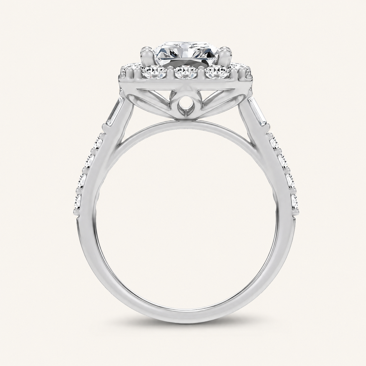 4.20CT Emerald Cut Certified Lab Grown Diamond Engagement Halo Ring