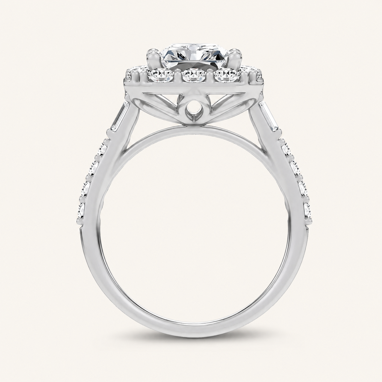 4.20CT Emerald Cut Certified Lab Grown Diamond Engagement Halo Ring