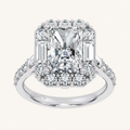 4.20CT Emerald Cut Certified Lab Grown Diamond Engagement Halo Ring