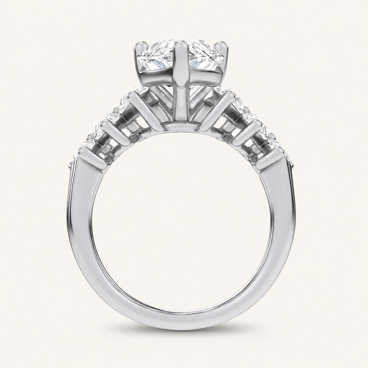 4.22CT Pear Cut Certified Lab Grown Diamond Engagement Cluster Ring