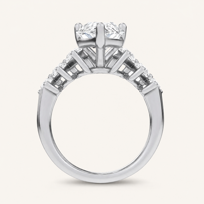 4.22CT Pear Cut Certified Lab Grown Diamond Engagement Cluster Ring