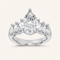 4.22CT Pear Cut Certified Lab Grown Diamond Engagement Cluster Ring