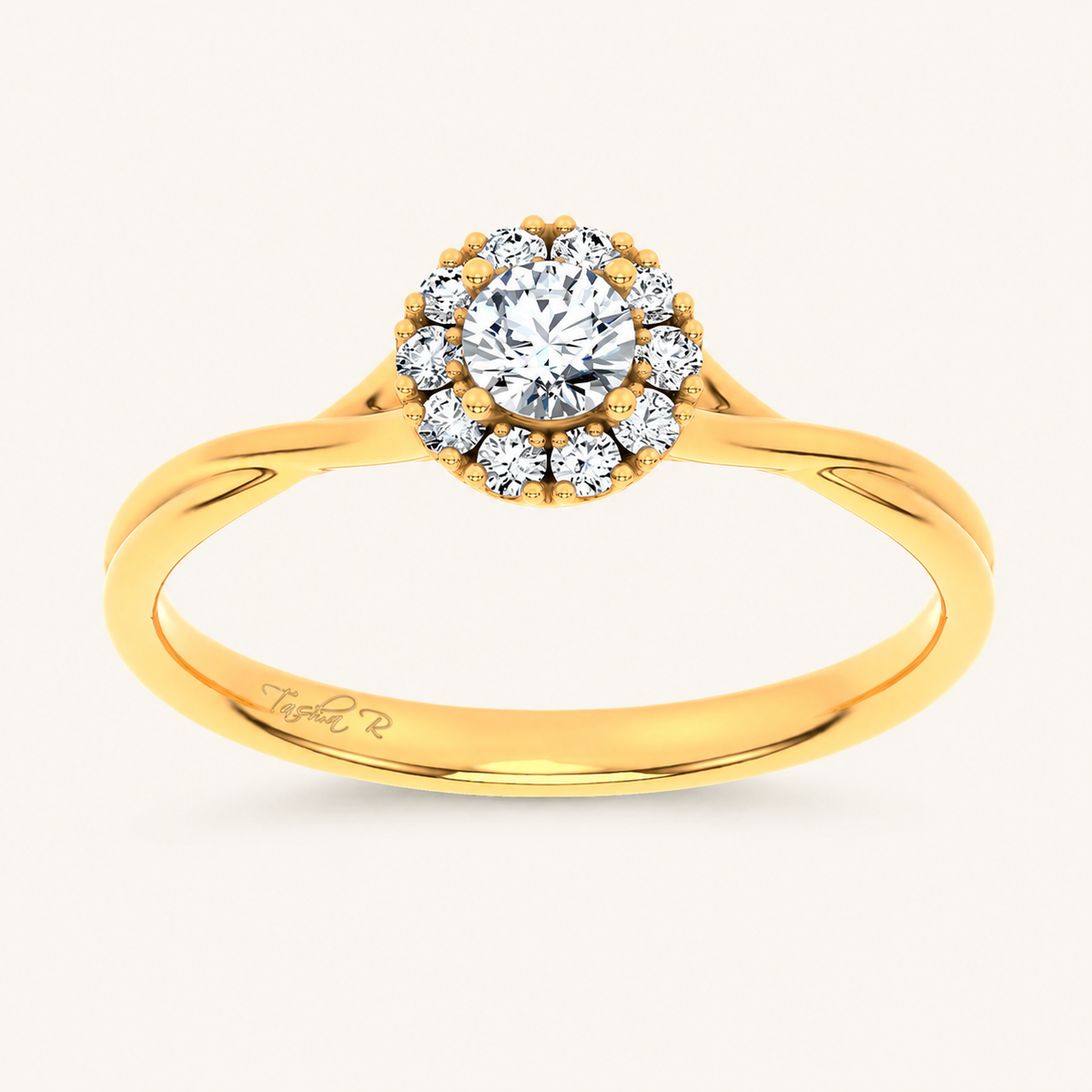 0.33CT Round Cut Certified Lab Grown Diamond Halo Ring