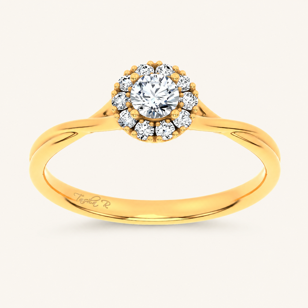 0.33CT Round Cut Certified Lab Grown Diamond Halo Ring