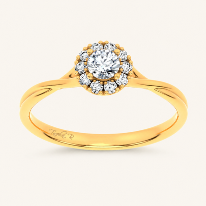 0.33CT Round Cut Certified Lab Grown Diamond Halo Ring