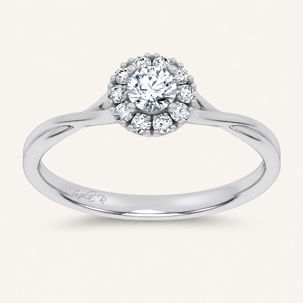0.33CT Round Cut Certified Lab Grown Diamond Halo Ring