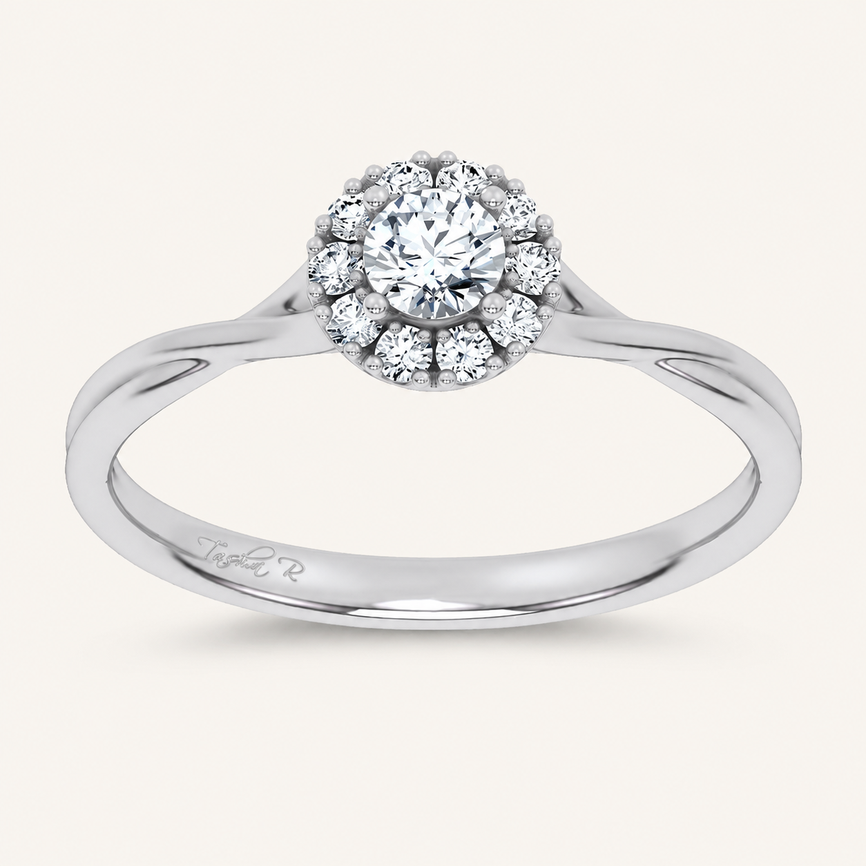 0.33CT Round Cut Certified Lab Grown Diamond Halo Ring
