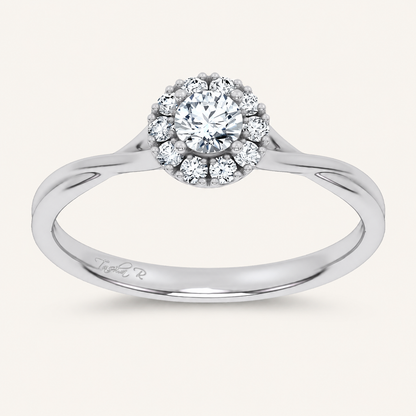 0.33CT Round Cut Certified Lab Grown Diamond Halo Ring