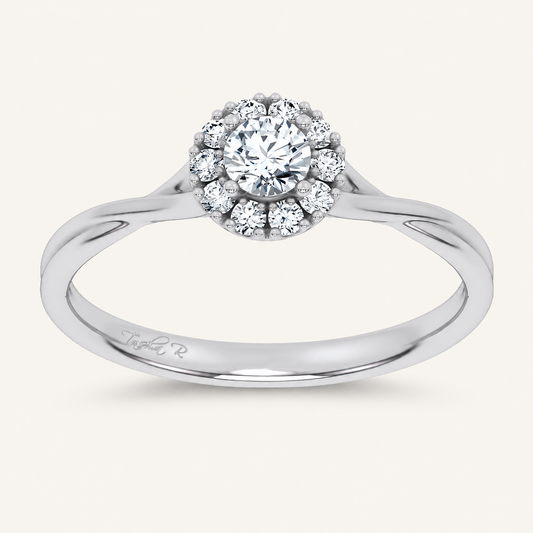 0.33CT Round Cut Certified Lab Grown Diamond Halo Ring