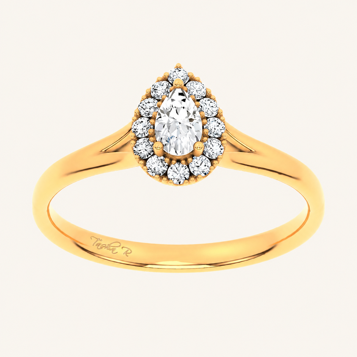 0.33CT Pear Cut Certified Lab Grown Diamond Halo Ring