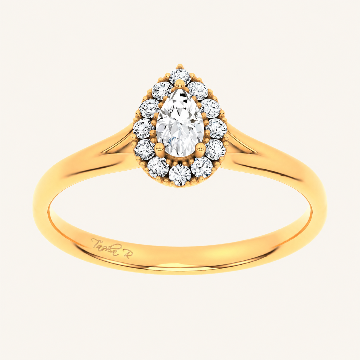 0.33CT Pear Cut Certified Lab Grown Diamond Halo Ring