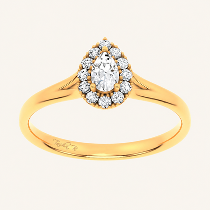 0.33CT Pear Cut Certified Lab Grown Diamond Halo Ring