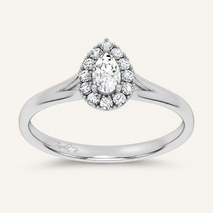 0.33CT Pear Cut Certified Lab Grown Diamond Halo Ring