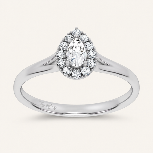 0.33CT Pear Cut Certified Lab Grown Diamond Halo Ring