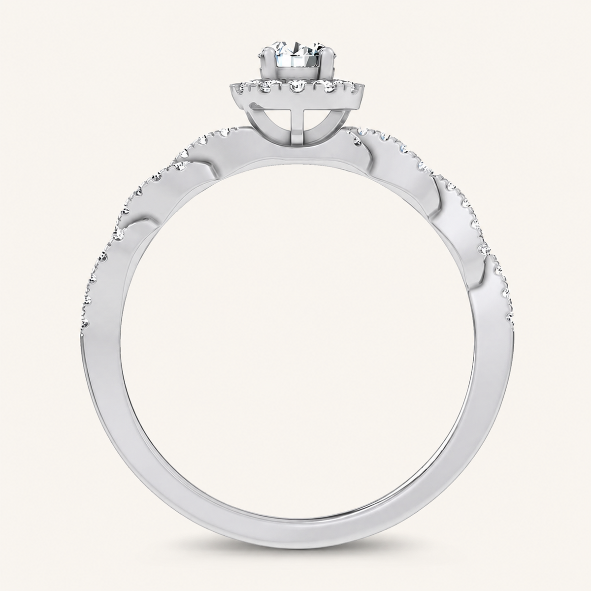 0.33CT Round Cut Certified Lab Grown Diamond Halo Ring