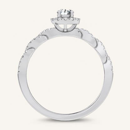 0.33CT Round Cut Certified Lab Grown Diamond Halo Ring