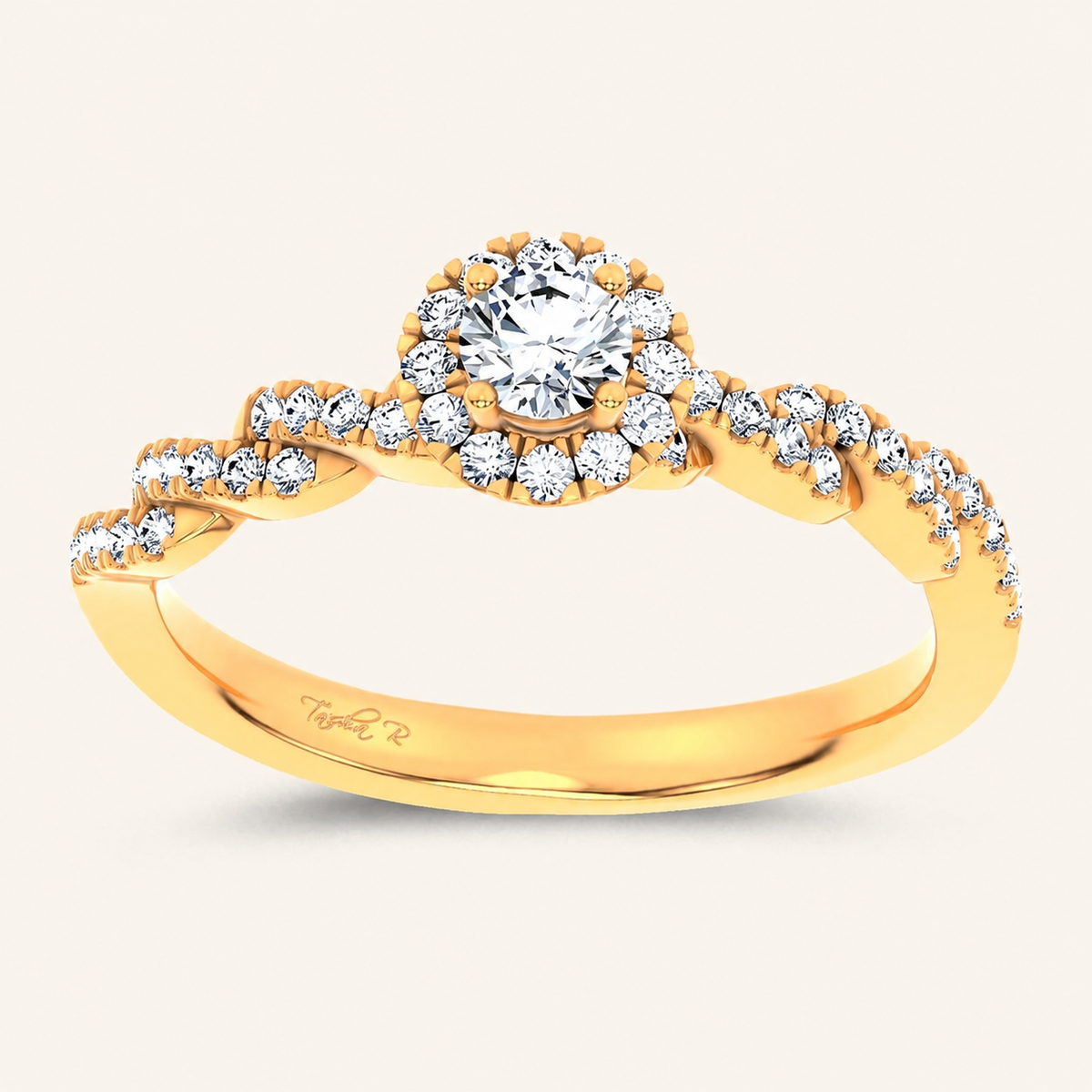 0.33CT Round Cut Certified Lab Grown Diamond Halo Ring