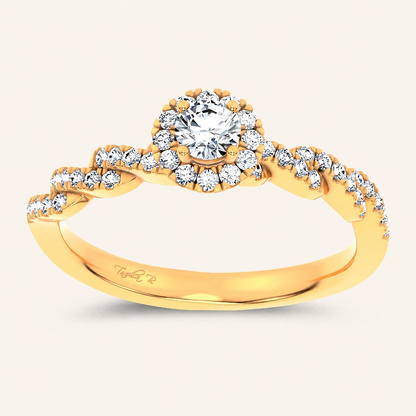 0.33CT Round Cut Certified Lab Grown Diamond Halo Ring