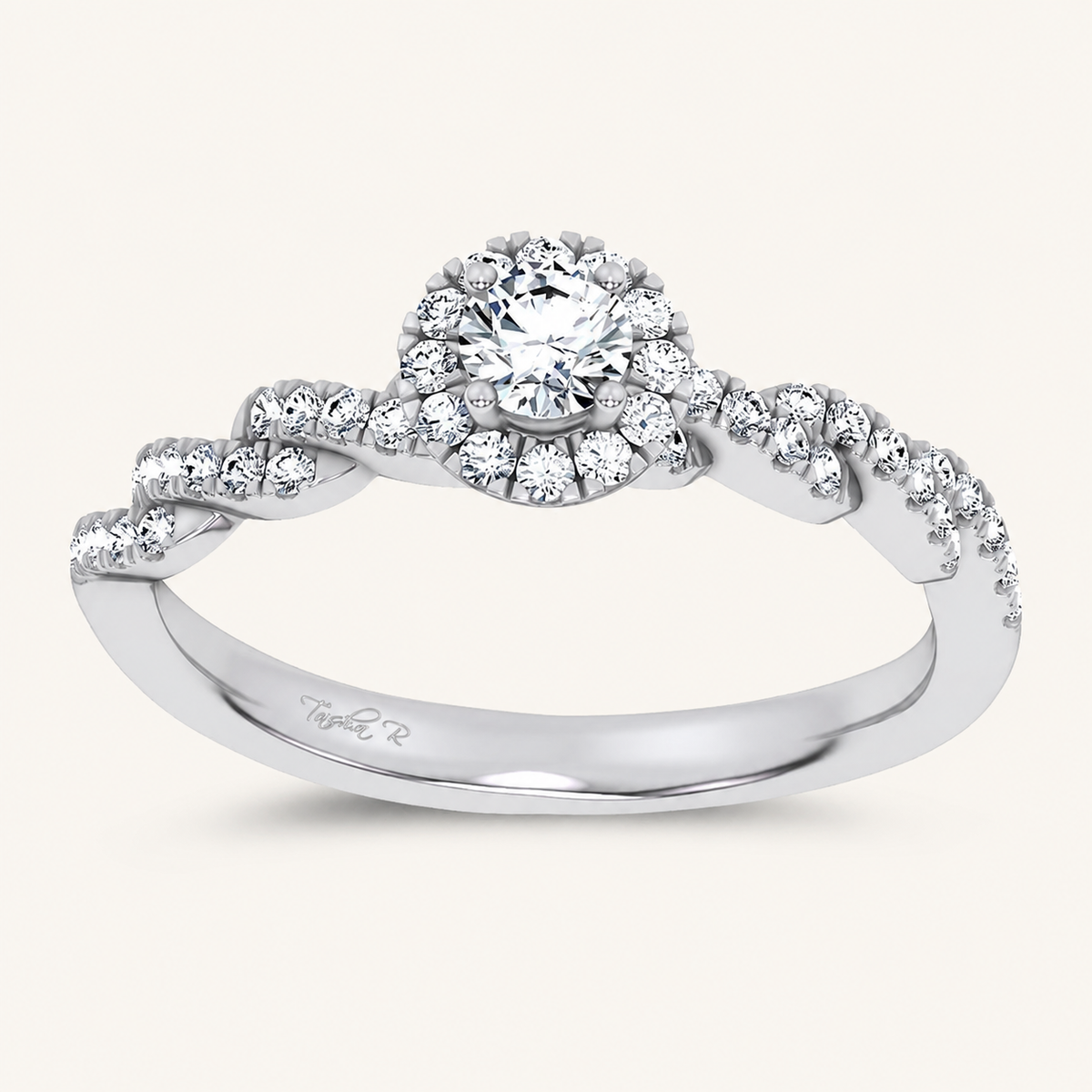 0.33CT Round Cut Certified Lab Grown Diamond Halo Ring