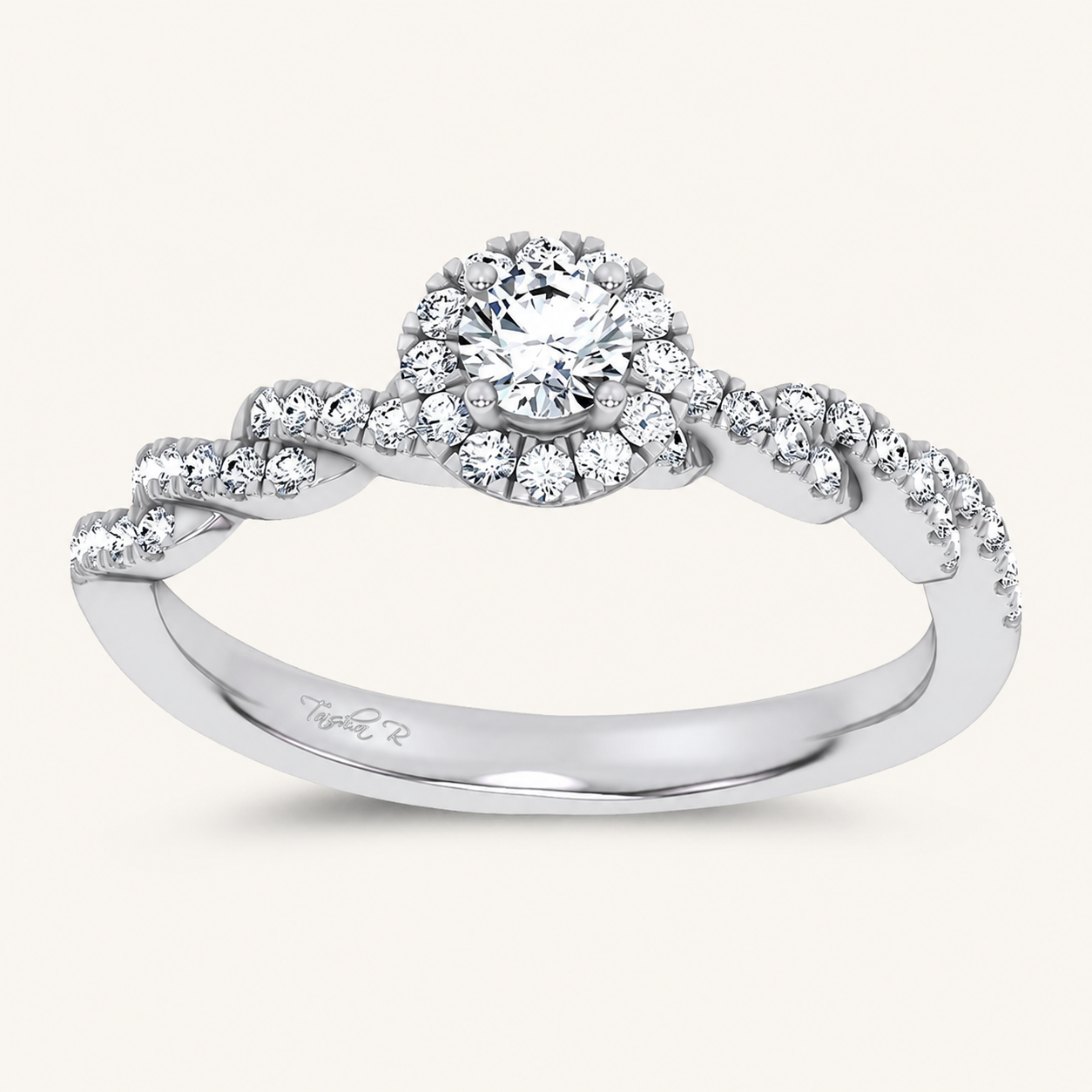 0.33CT Round Cut Certified Lab Grown Diamond Halo Ring
