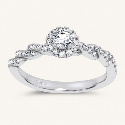 0.33CT Round Cut Certified Lab Grown Diamond Halo Ring