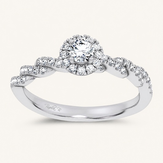 0.33CT Round Cut Certified Lab Grown Diamond Halo Ring