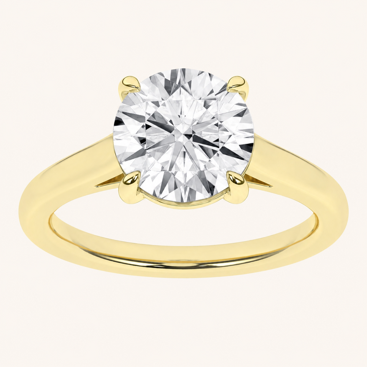 2CT Round Cut Certified Lab Grown Diamond Solitaire Ring