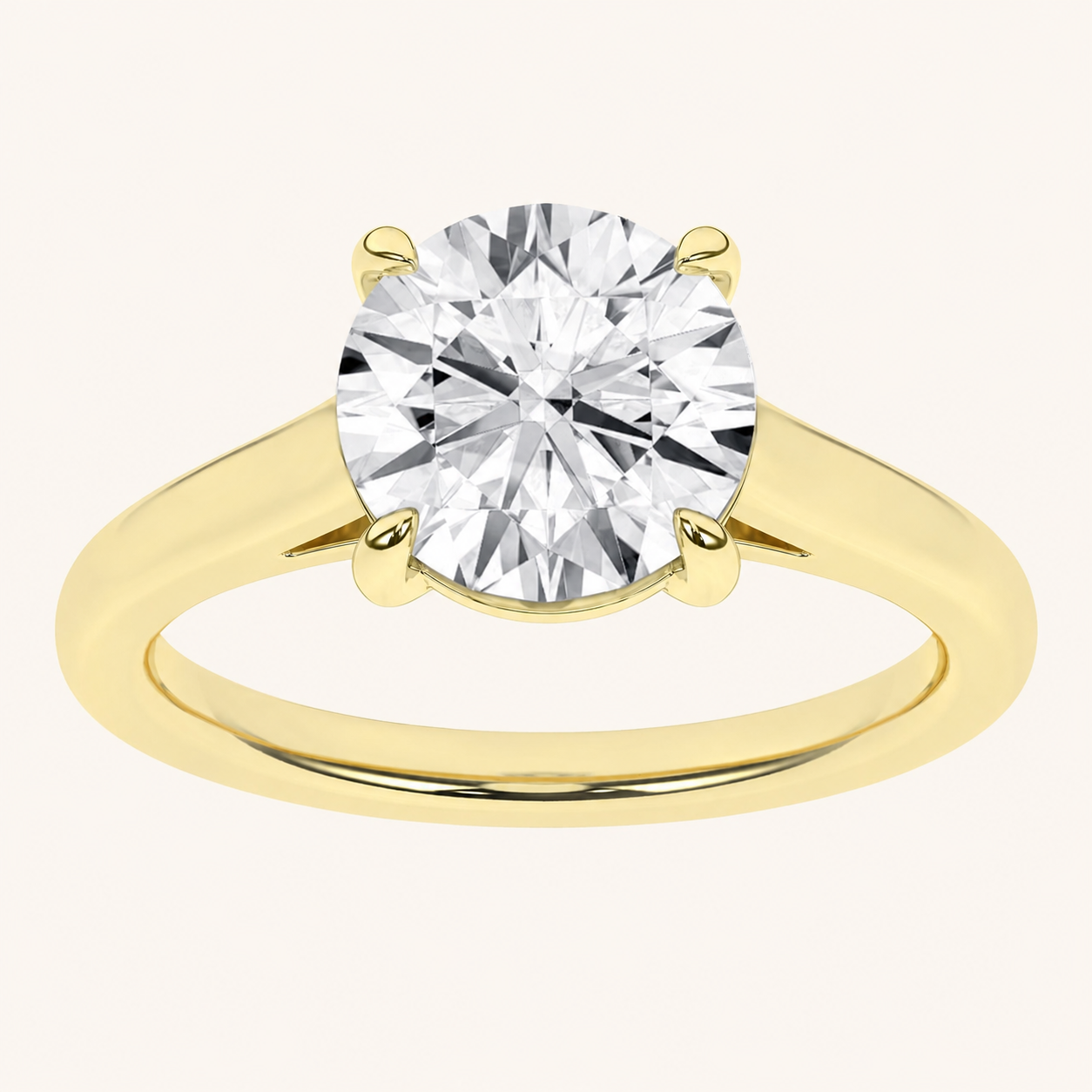 2CT Round Cut Certified Lab Grown Diamond Solitaire Ring