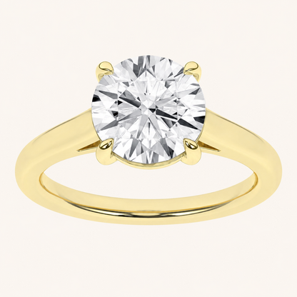 2CT Round Cut Certified Lab Grown Diamond Solitaire Ring