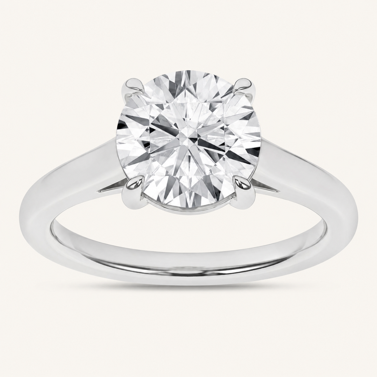 2CT Round Cut Certified Lab Grown Diamond Solitaire Ring