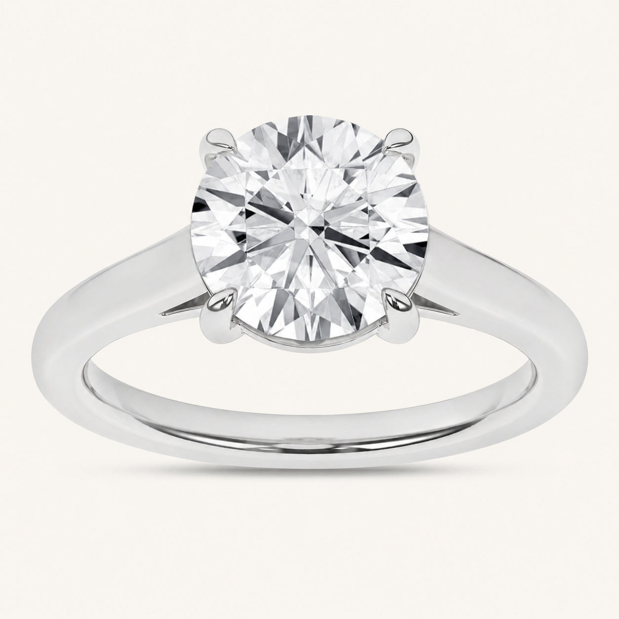 2CT Round Cut Certified Lab Grown Diamond Solitaire Ring