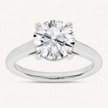 2CT Round Cut Certified Lab Grown Diamond Solitaire Ring