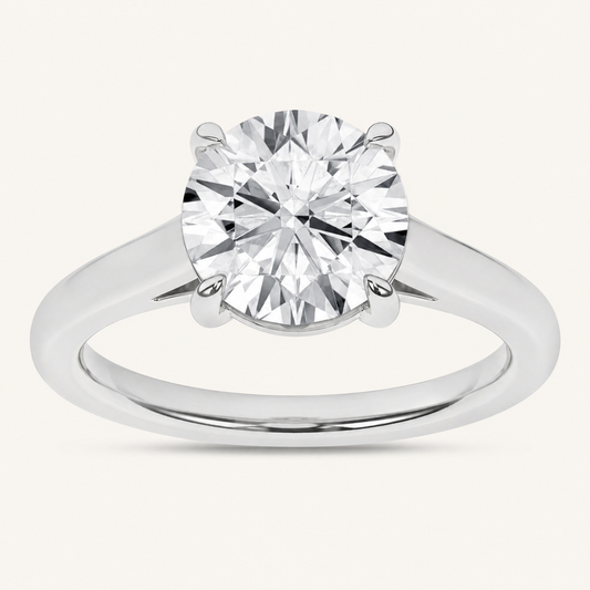 2CT Round Cut Certified Lab Grown Diamond Solitaire Ring