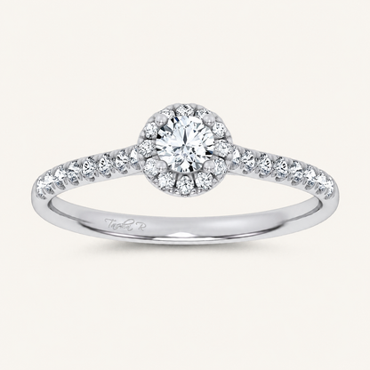0.4CT Round Cut Certified Lab Grown Diamond Promise Halo Ring