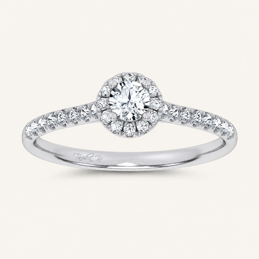 0.4CT Round Cut Certified Lab Grown Diamond Promise Halo Ring