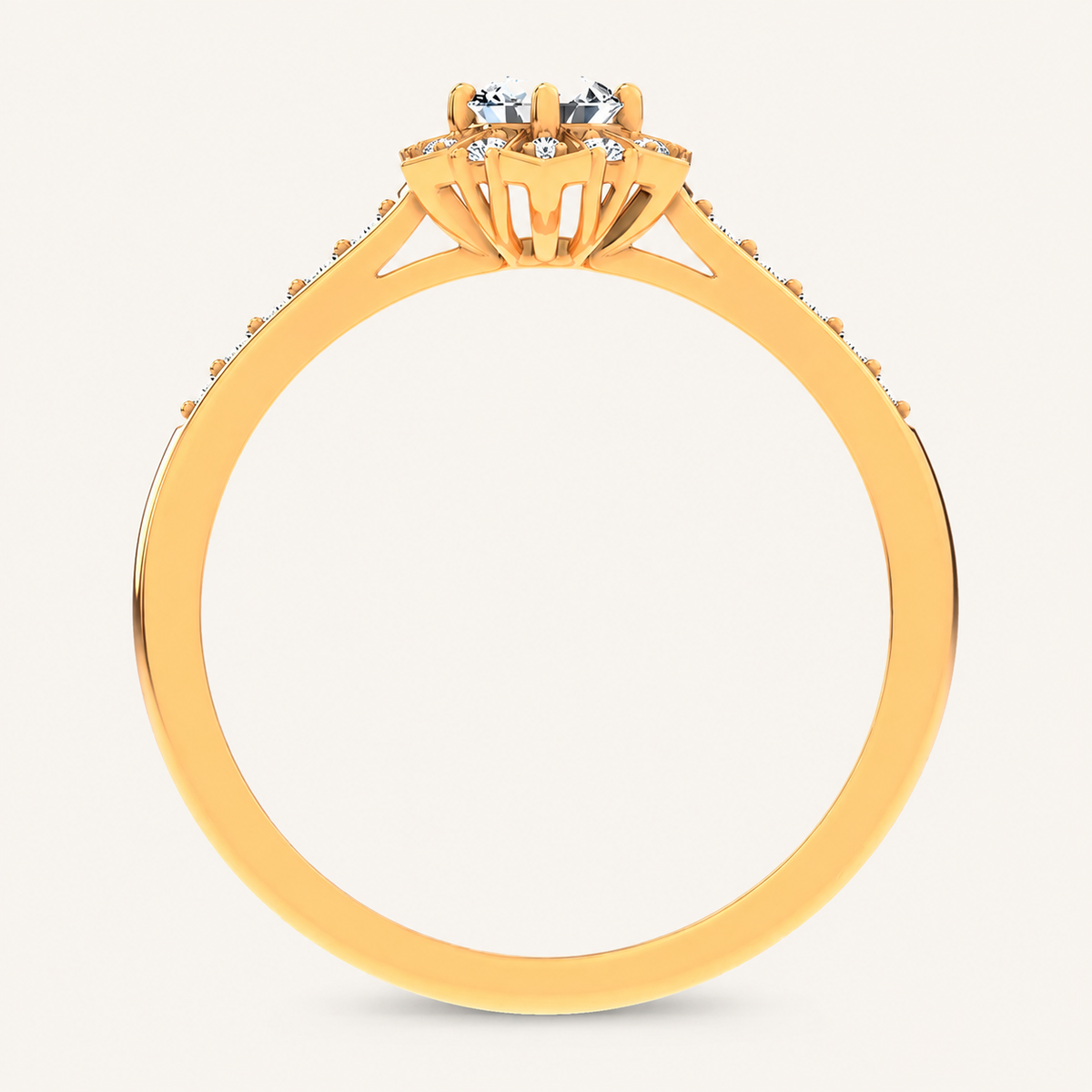 0.5CT Round Cut Certified Lab Grown Diamond Floral Halo Ring