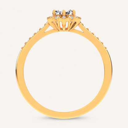 0.5CT Round Cut Certified Lab Grown Diamond Floral Halo Ring
